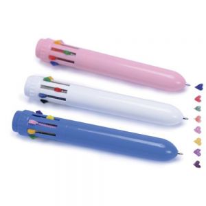 Bolígrafo de plástico multitintas, incluye 8 colores de tinta diferentes