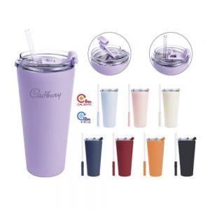 Termo de doble pared de acero inoxidable insulado al alto vacío, con acabado en polvo plástico y base anti derrapante; mantiene bebidas frías por 12 hrs. y calientes por 6 hrs. Cuenta con tapa transparente anti fugas con cierre de rosca, entrada grande para bebidas calientes y entrada para popote para bebidas frías, ambas con seguro a presión para evitar