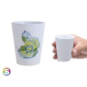 Vaso tequilero de cerámica para sublimar. CAP. 45 ml. (1.5 OZ