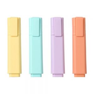 Set de 4 marca textos en colores pastel,  con estuche de PVC.