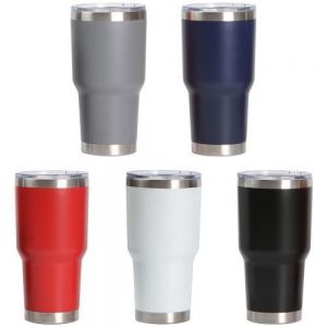 TERMO DE ACERO INOXIDABLE DOBLE PARED CON TAPA DE PLASTICO, ACABADO MATE 880ML,