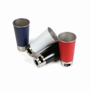 VASO CON DESTAPADOR FABRICADO EN ACERO INOXIDABLE DE UNA PARED, CAPACIDAD DE 500ML