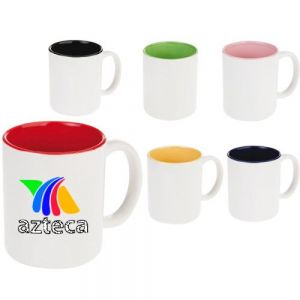 TARRO BICOLOR 11 OZ GENOVA Tarro de cerámica bicolor brillante con interior en color. CAP. 11 OZ. Venta en múltiplos de 12